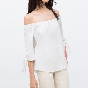 Zara off shoulder white top blouse small